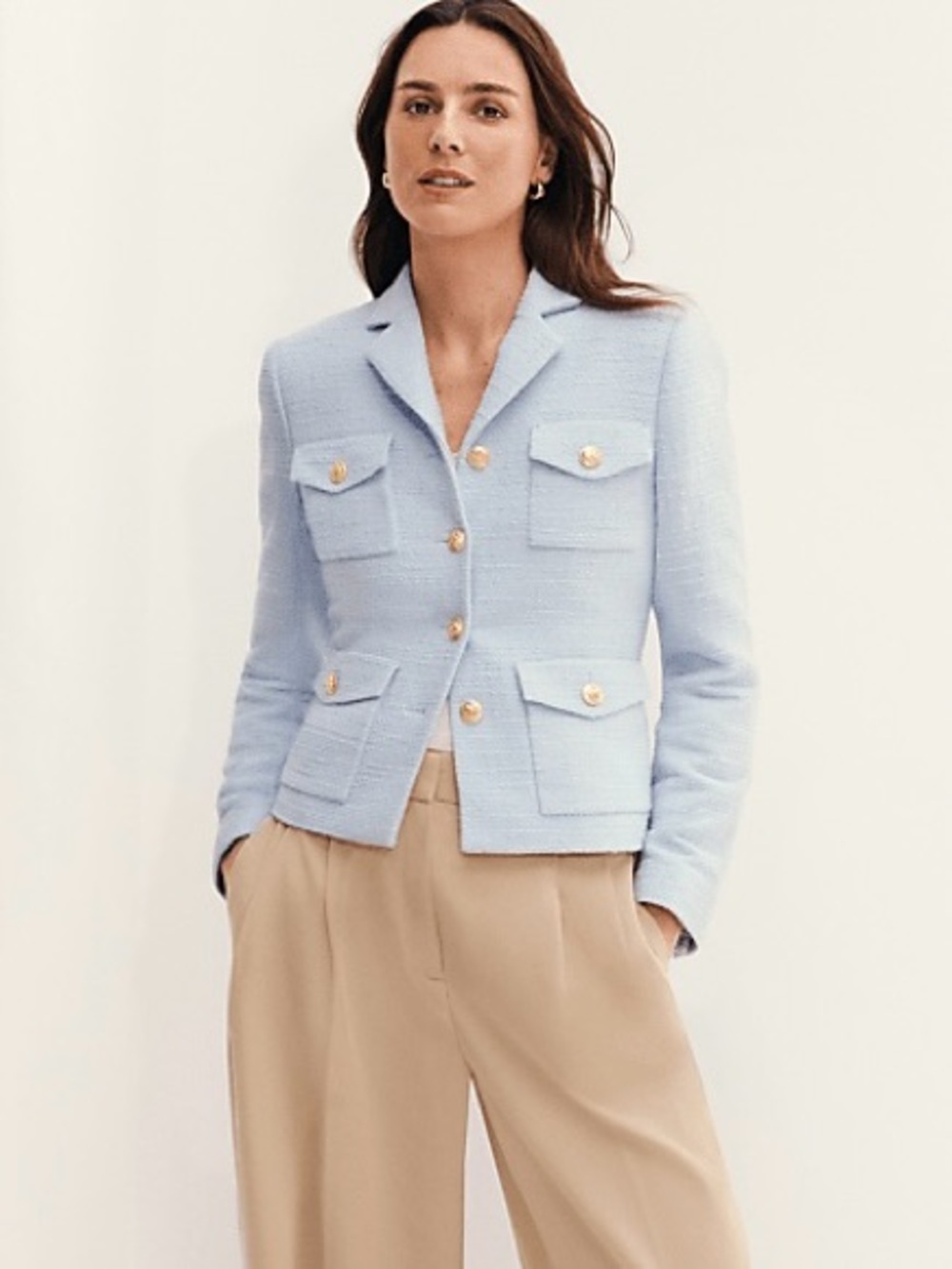 Ann taylor Light Blue Tweed Pocket Jacket - Women size 10